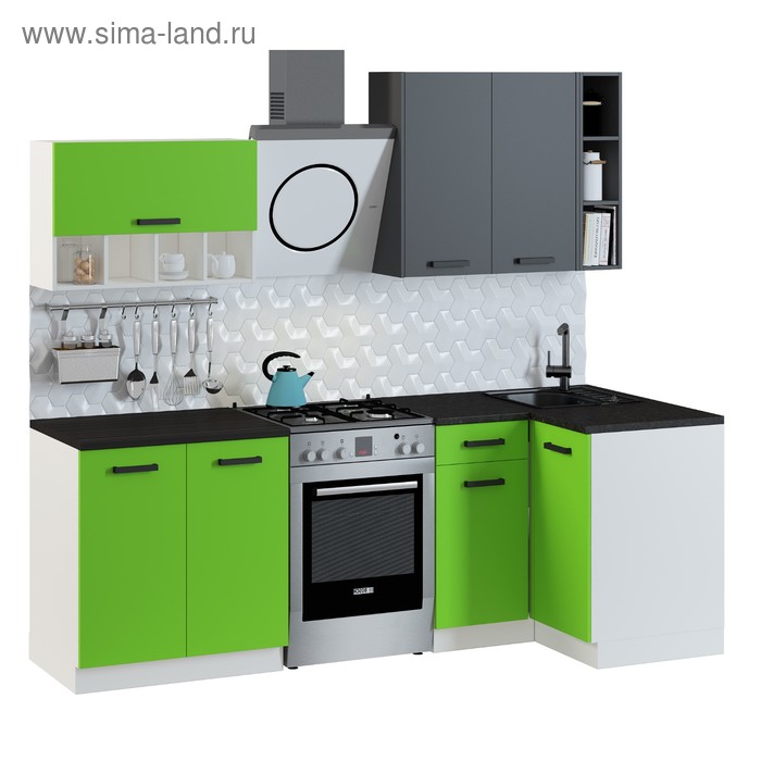 Кухонный гарнитур София Mix угловой 1800х1000 Белый / Зелёный, антрацит
Кухонный гарнитур София Mix угловой 1800х1000 Белый / Зелёный, антрацит