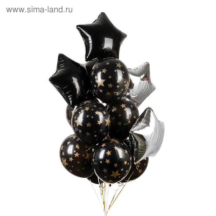 Букет из шаров «Ночь», фольга , латекс, лента, набор 15 шт., золотые звёзды
Букет из шаров «Ночь», фольга , латекс, лента, набор 15 шт., золотые звёзды