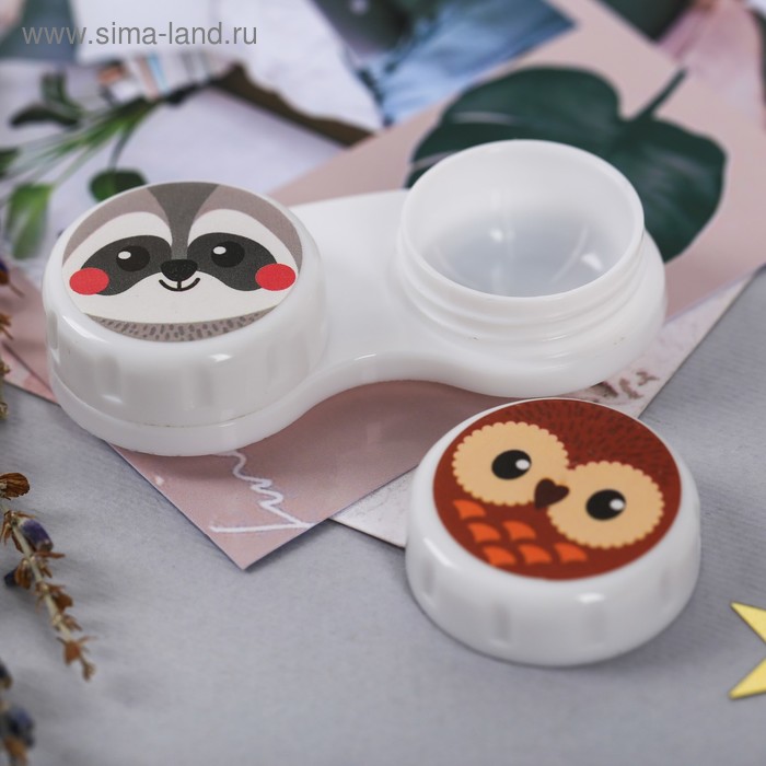 Контейнер для линз "Енот и сова" 
Контейнер для линз "Енот и сова"