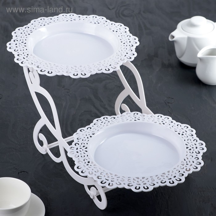 Блюдо для торта и пирожных 2-х ярусное, d=24 см, цвет МИКС
Блюдо для торта и пирожных 2-х ярусное, d=24 см, цвет МИКС