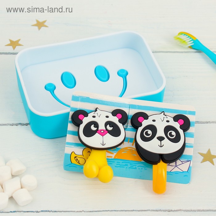 фото Набор "панды", держатель для зубной щётки, крючок, мыльница, детский