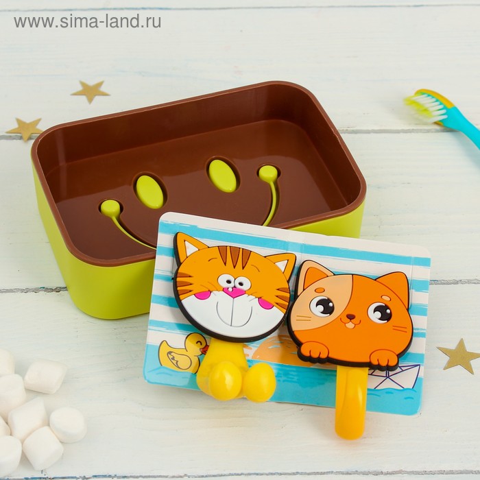 Набор «Котята», держатель для зубной щётки, крючок, мыльница, 13 х 9.5 см
Набор «Котята», держатель для зубной щётки, крючок, мыльница, 13 х 9.5 см