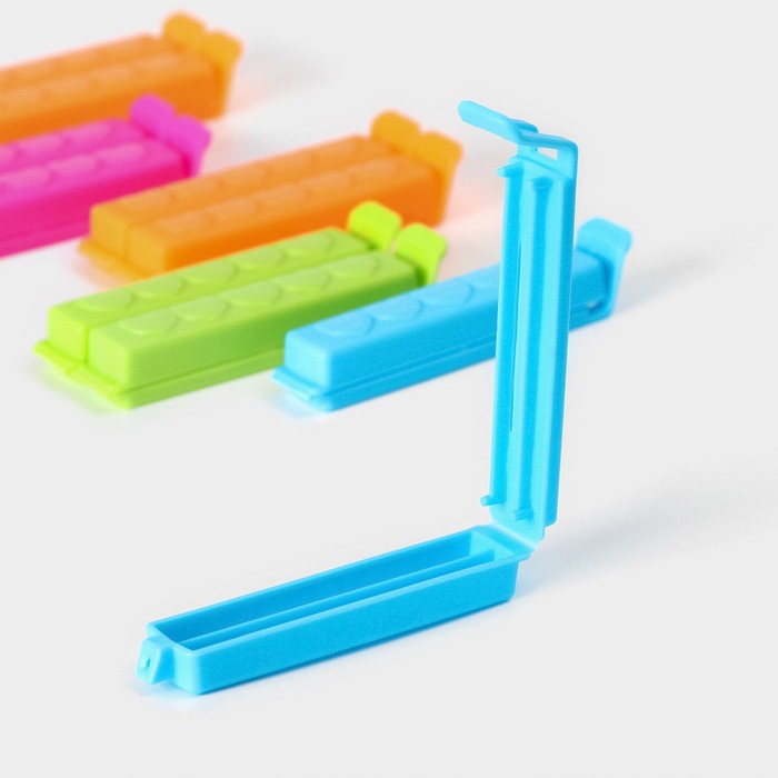 фото Набор зажимов для пакета, 7,5 см, 10 шт, цвет микс