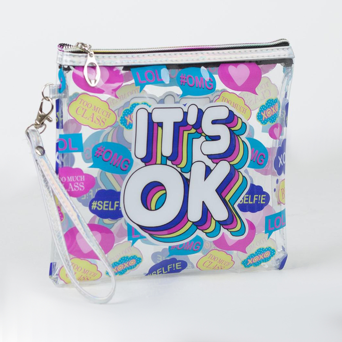 фото Косметичка простая, отдел на молнии, ручка, цвет разноцветный