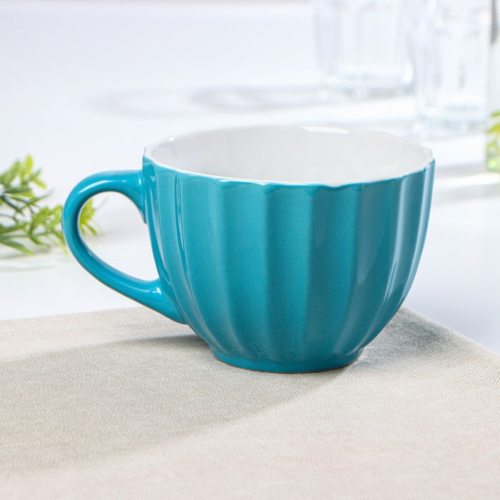 фото Кружка керамическая доляна «ноэми», 430 мл, цвет голубой