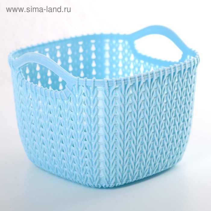 фото Корзина для хранения с ручками «плетение», 12×12×9,5 см, цвет микс