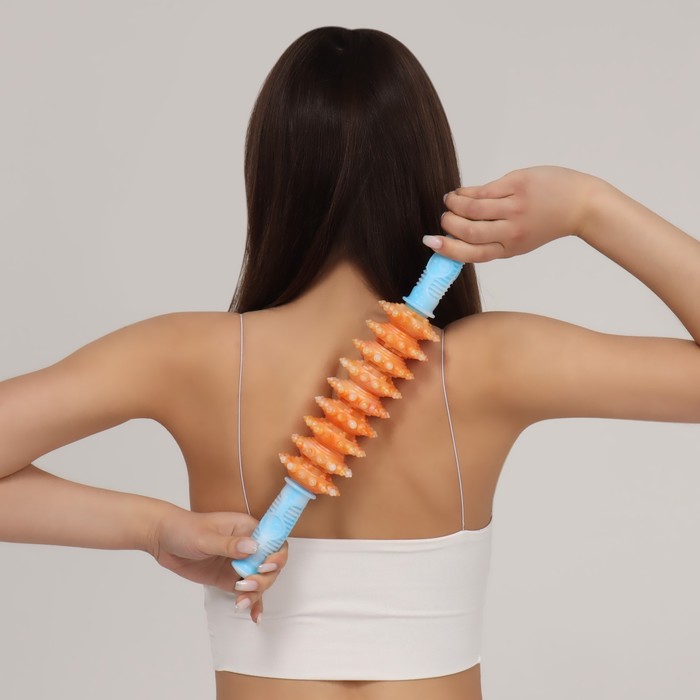 Массажёр «Скалка», универсальный, 9 колёс, 38 × 6,5 см, цвет голубой/оранжевый
Массажёр «Скалка», универсальный, 9 колёс, 38 × 6,5 см, цвет голубой/оранжевый