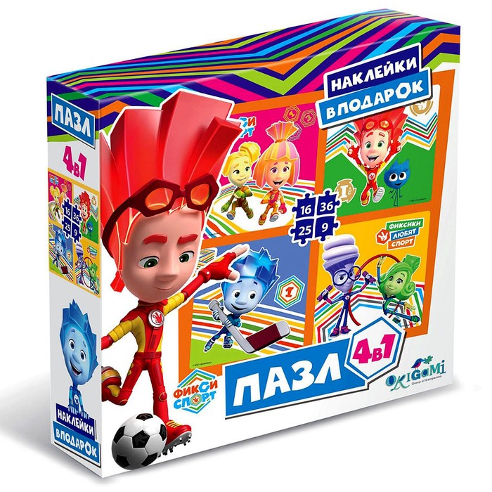 Пазл 4 в 1 «Фиксики. К победе!», 9-16-25-36 элементов + наклейки
Пазл 4 в 1 «Фиксики. К победе!», 9-16-25-36 элементов + наклейки