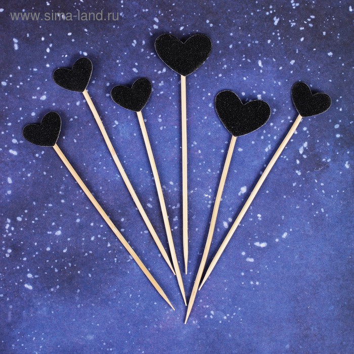 Топпер «Сердце», набор 6 шт., цвет чёрный 
Топпер «Сердце», набор 6 шт., цвет чёрный
