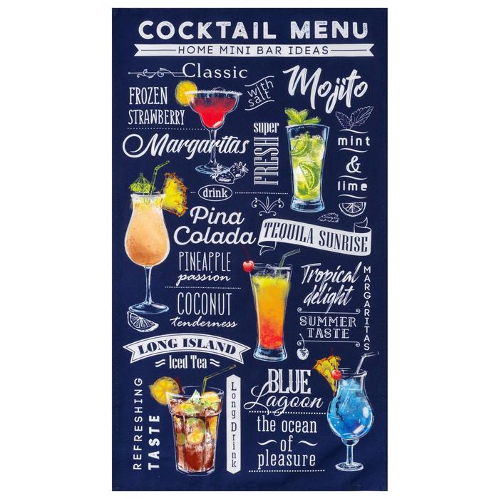 фото Полотенце "этель" cocktail menu 40х73 см, 100% хлопок, саржа 190 гр/м2