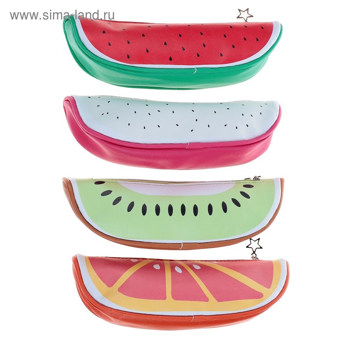 фото Пенал школьный «фрукты», на молнии, микс