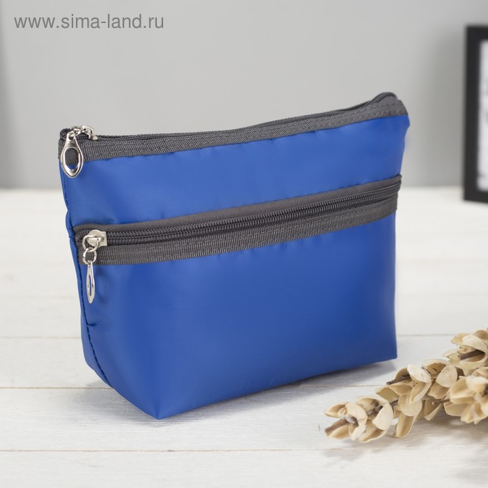 фото Косметичка дорожная, отдел на молнии, наружный карман, цвет синий