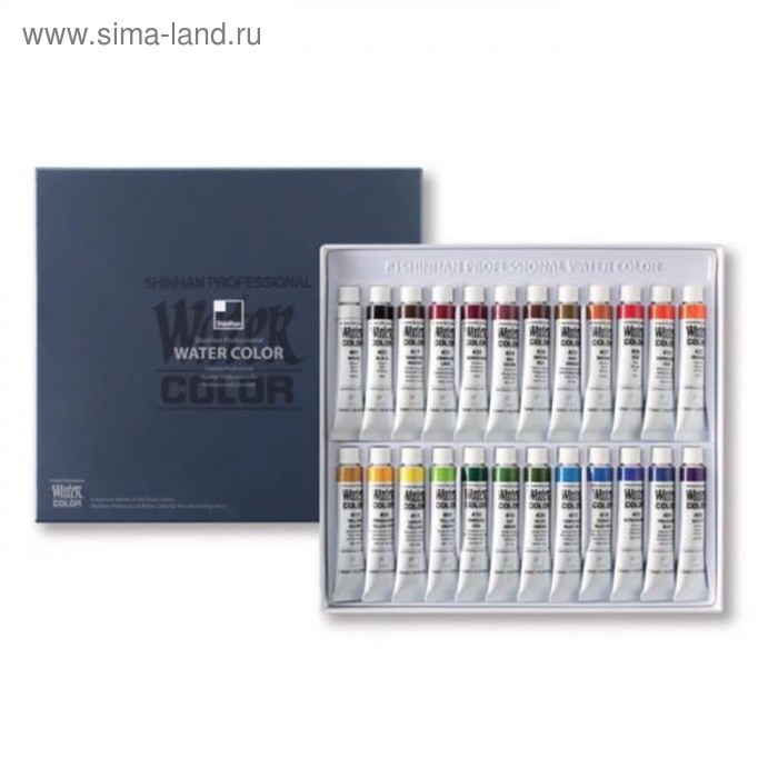 фото Акварель художественная набор в тубе 24 цвета х 7.5 мл, sh water color pro shinhanart