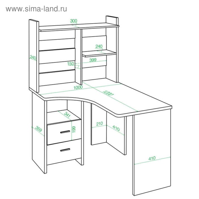фото Компьютерный стол, 1000 × 1200 × 1520 мм, левый угол, цвет карамель