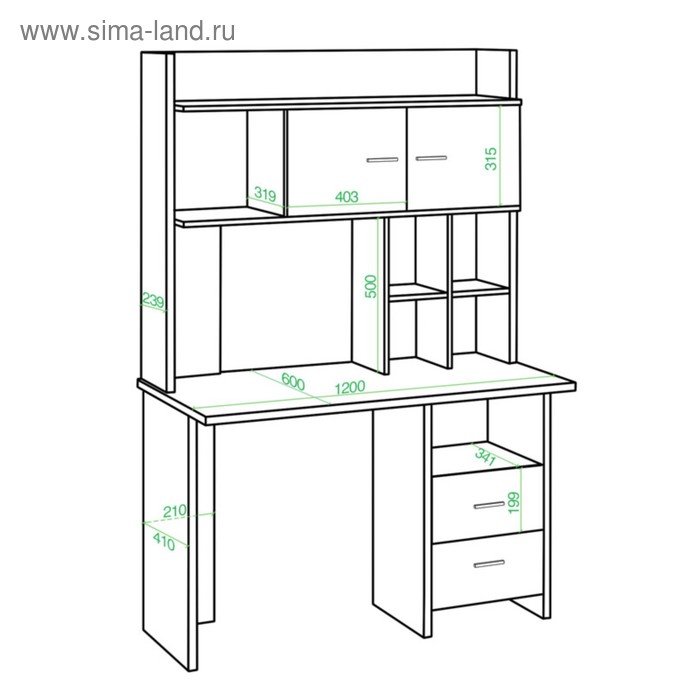 фото Компьютерный стол, 1200 × 600 × 1785 мм, цвет шамони/карамель