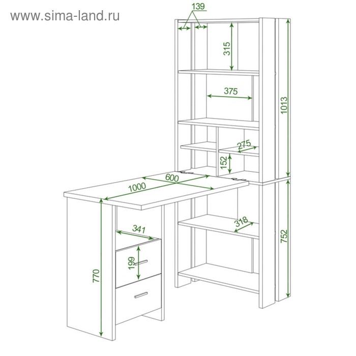 фото Компьютерный стол, 700 × 1322 × 1785 мм, цвет карамель/венге