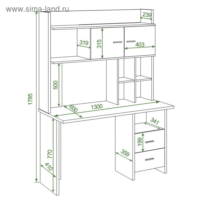 фото Компьютерный стол, 1300 × 600 × 1785 мм, цвет карамель/венге