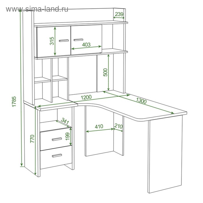 фото Компьютерный стол, 1200 × 1300 × 1785 мм, левый угол, цвет карамель