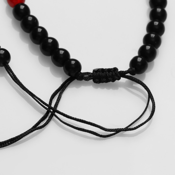 фото Браслет-оберег "рука счастья хамса" гранд, цвет красно-чёрный с серебром, d=6см queen fair