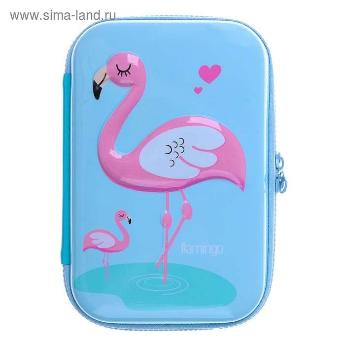 фото Пенал школьный «фламинго», на молнии, микс