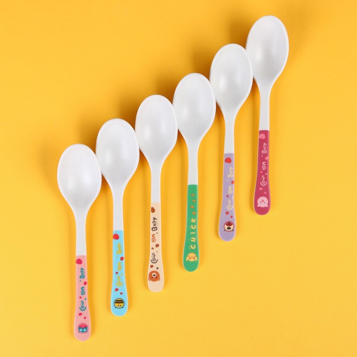 фото Ложка детская для кормления из бамбука, форма овал, цвет микс крошка я
