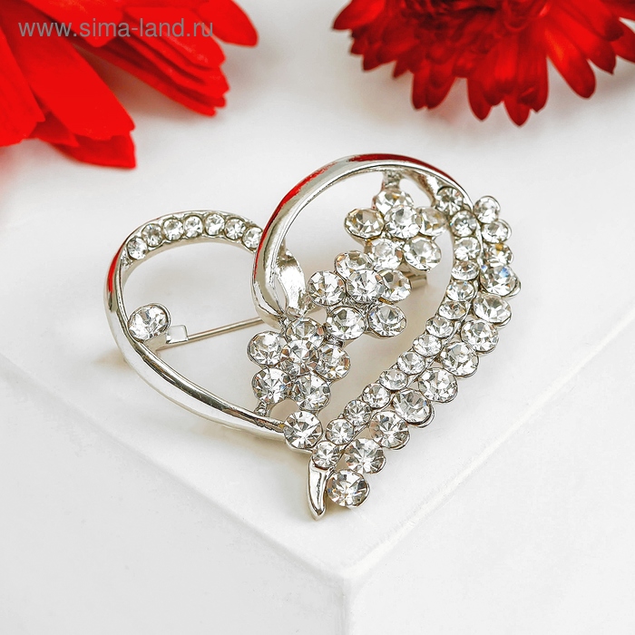 Брошь "Сердце" с цветами, цвет белый в серебре
Брошь "Сердце" с цветами, цвет белый в серебре
