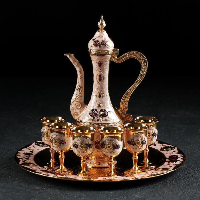 Набор сервировочный «Перламутр восток», 8 предметов: поднос круглый, кувшин 250 мл, рюмка 25 мл, 6 шт, цвет розовый
Набор сервировочный «Перламутр восток», 8 предметов: поднос круглый, кувшин 250 мл, рюмка 25 мл, 6 шт, цвет розовый