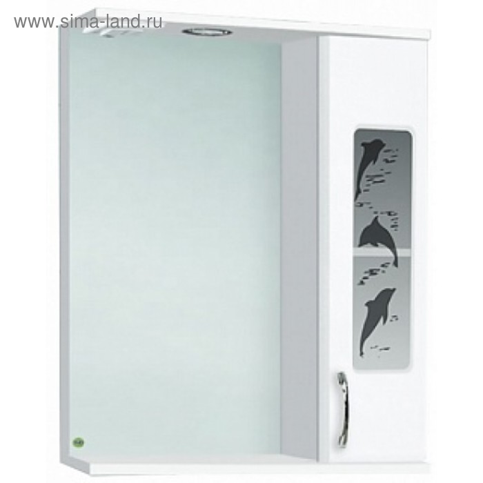 фото Зеркало-шкаф "дельфин 600 " правое с подсветкой, белое арт. 10090 vako