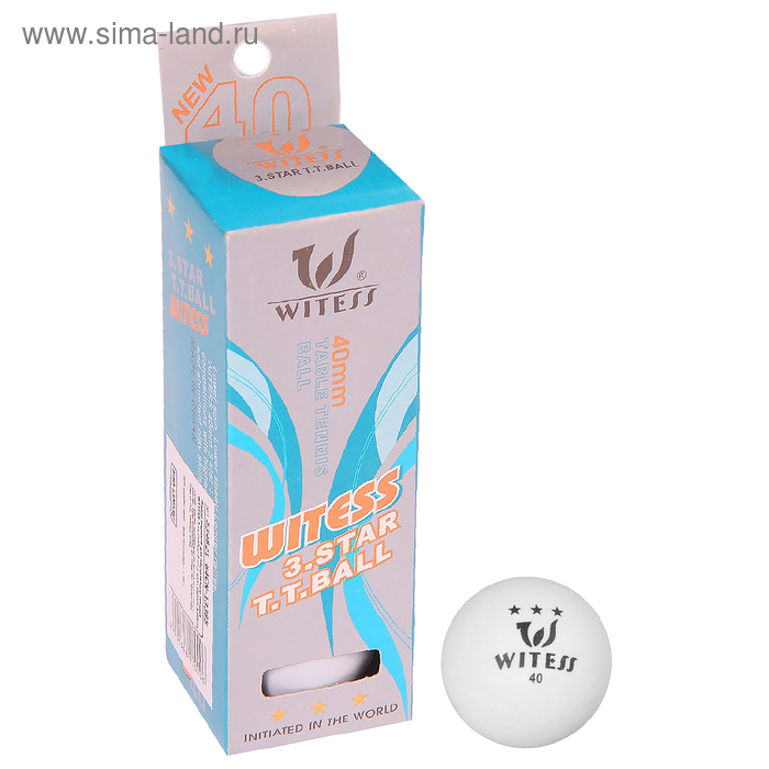 Мяч для настольного тенниса Witess, 3 звезды, набор 3 шт. 
Мяч для настольного тенниса Witess, 3 звезды, набор 3 шт.