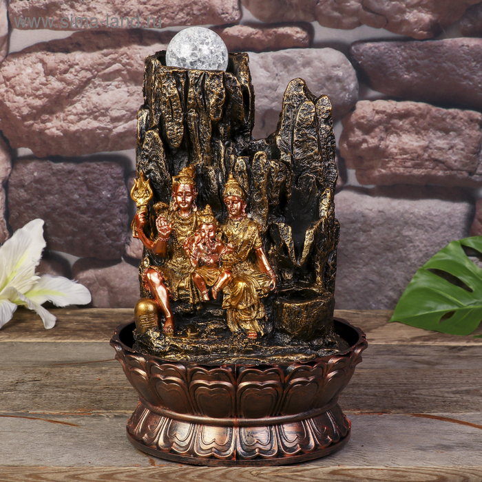 Фонтан настольный от сети, подсветка "Ганеша, Шива и Парвати" 31х19,5х19,5 см
Фонтан настольный от сети, подсветка "Ганеша, Шива и Парвати" 31х19,5х19,5 см