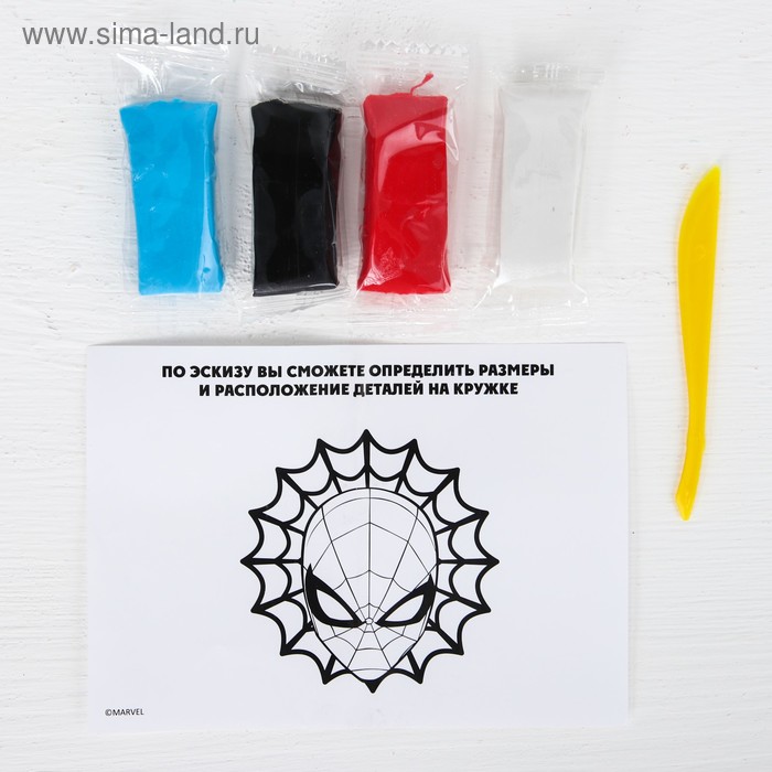 фото Кружка для декорирования полимерной глиной, человек-паук marvel