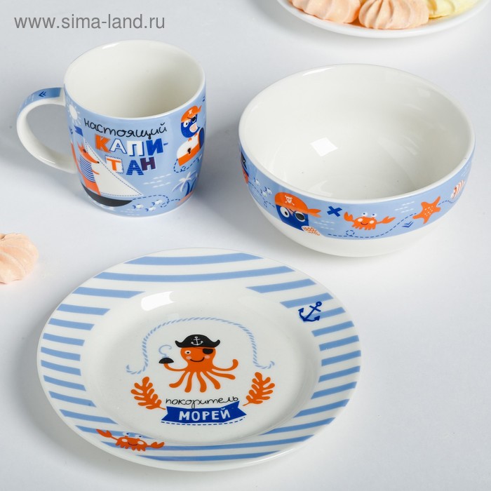Набор посуды «Пираты»: кружка 250 мл, глубокая тарелка 430 мл, тарелка Ø 15 см
Набор посуды «Пираты»: кружка 250 мл, глубокая тарелка 430 мл, тарелка Ø 15 см