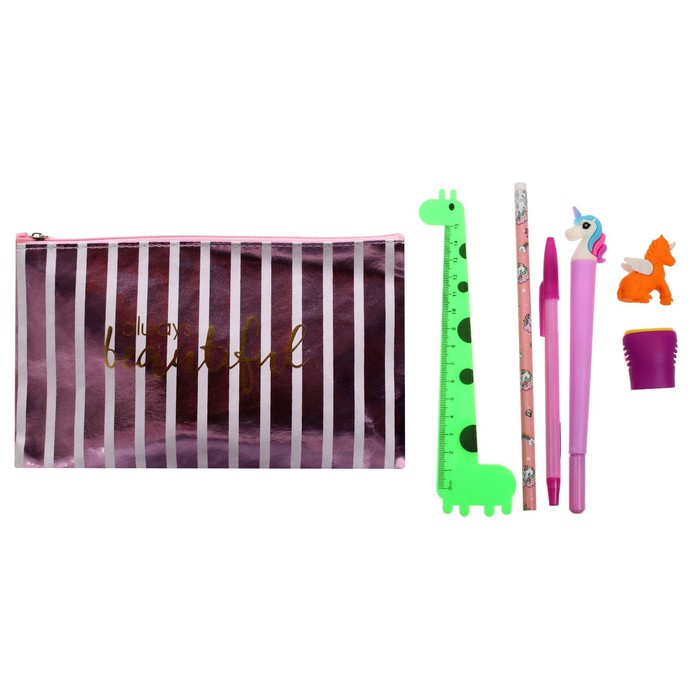 Пенал школьный "Зеркальный" с наполнением (карандаш чернографитный + линейка + ластик + точилка + 2 ручки)
Пенал школьный "Зеркальный" с наполнением (карандаш чернографитный + линейка + ластик + точилка + 2 ручки)