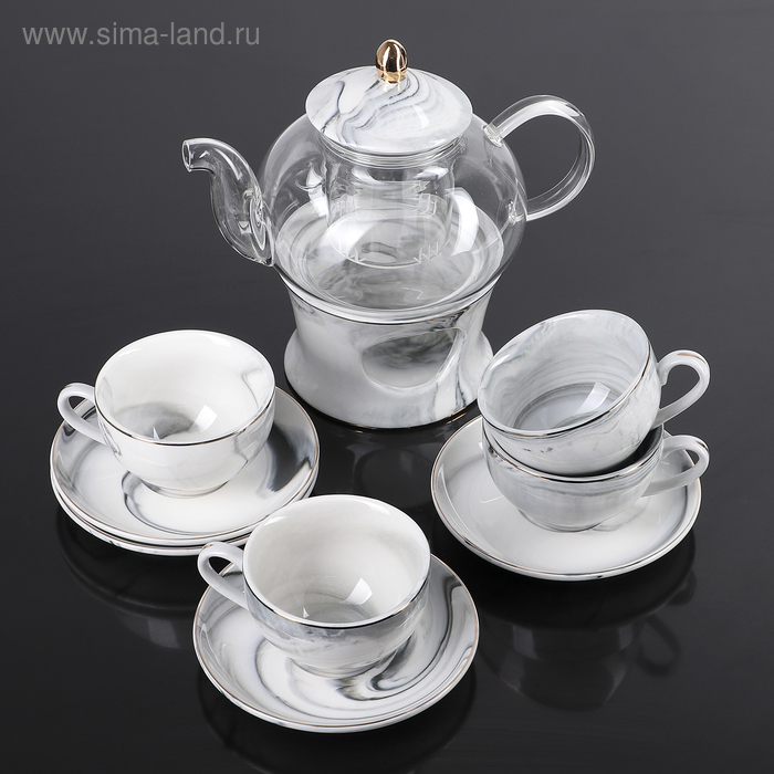 Набор чайный «Марбер», 10 предметов: чайник на подставке с ситом 650 мл, 4 чашки 120 мл, 4 блюдца 12 см
Набор чайный «Марбер», 10 предметов: чайник на подставке с ситом 650 мл, 4 чашки 120 мл, 4 блюдца 12 см