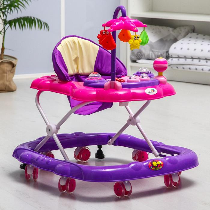 фото Ходунки «цветок», 8 силик. колес, тормоз, муз., игрушки, фиолетовый alis