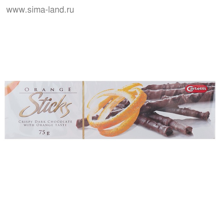 Шоколадный хворост Carletti Orange Chocolate Sticks с цедрой апельсина, 75 г