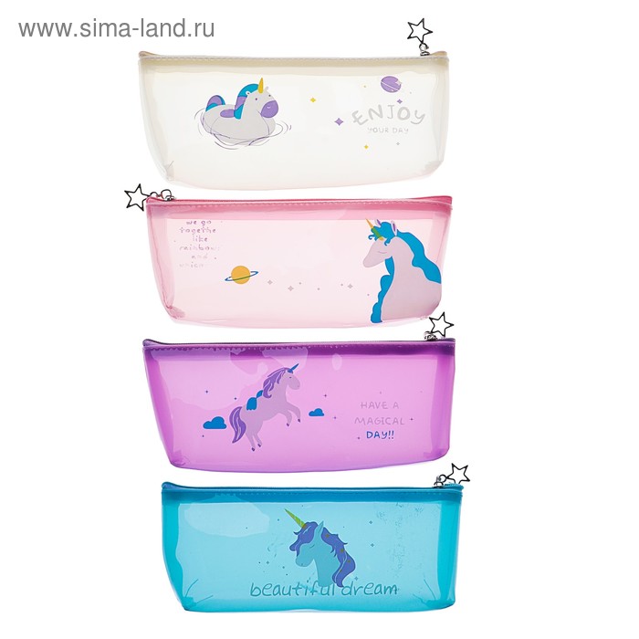 фото Пенал школьный «единорог», на молнии, микс