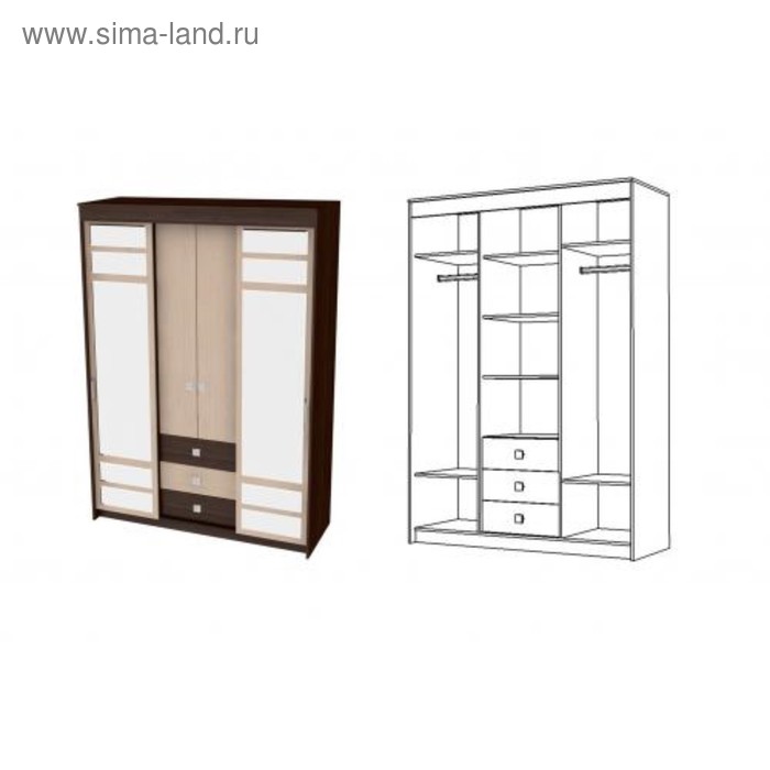 Шкаф купе «Комби», цвет венге, дуб
Шкаф купе «Комби», цвет венге, дуб