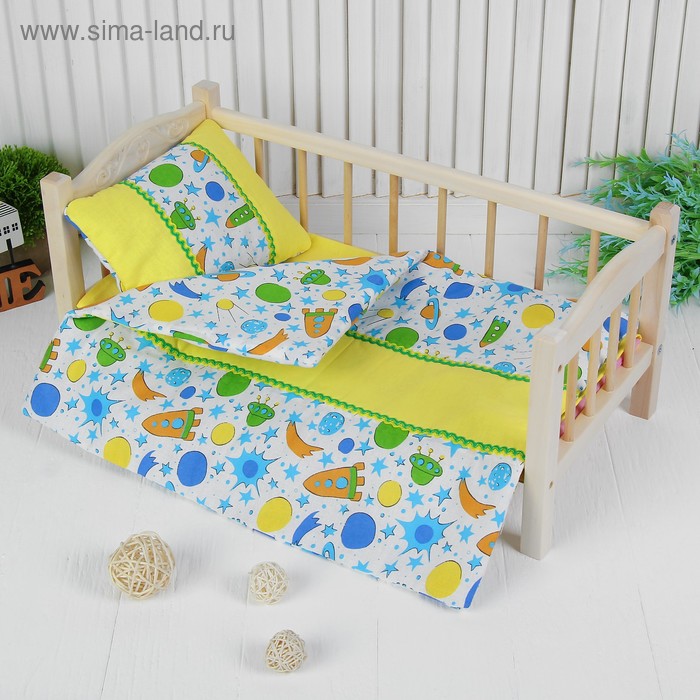 Постельное бельё для кукол «Ракеты», простынь, одеяло, подушка, цвет голубой
Постельное бельё для кукол «Ракеты», простынь, одеяло, подушка, цвет голубой