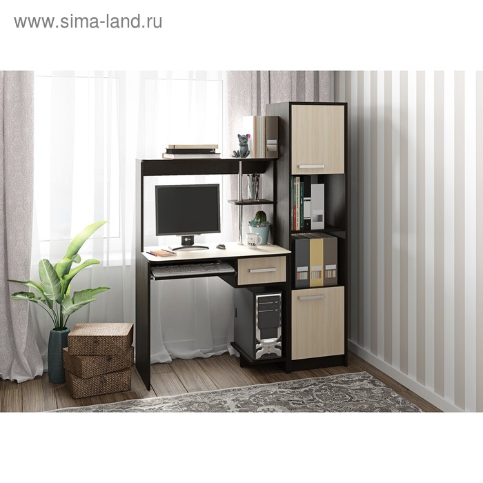 Стол компьютерный с пеналом Дебют, Венге/дуб молочный
Стол компьютерный с пеналом Дебют, Венге/дуб молочный