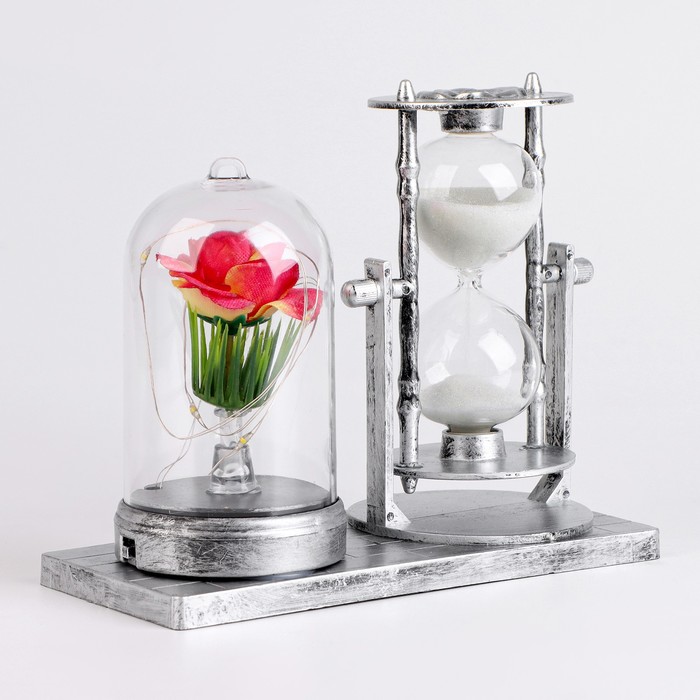 фото Песочные часы "роза", сувенирные, с подсветкой, 15 х 9 х 14 см, микс