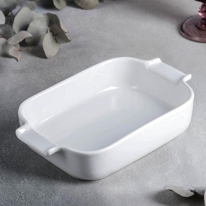 Форма для запекания с ручками, 860 мл, 23×14,5 см, цвет белый 
Форма для запекания с ручками, 860 мл, 23×14,5 см, цвет белый