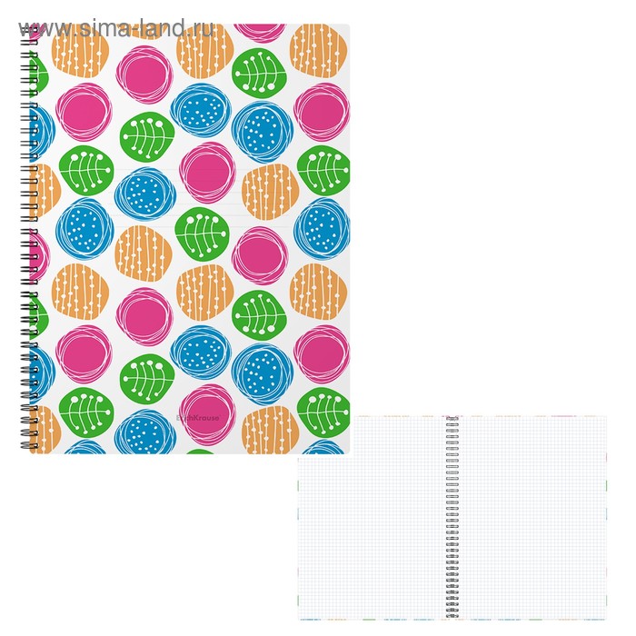 Тетрадь А4, 60 листов в клетку, на гребне Buttons, пластиковая обложка, блок офсет