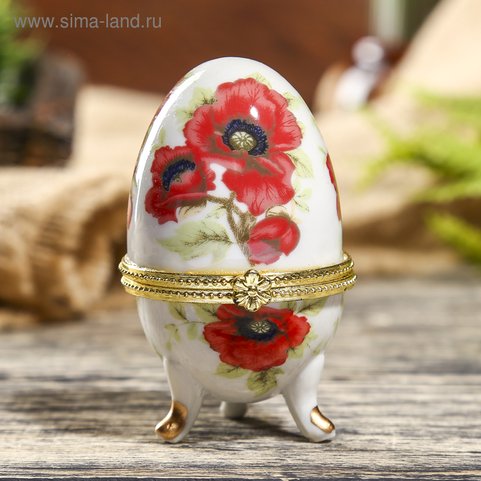 Шкатулка яйцо "Маки на белом" 8 см
Шкатулка яйцо "Маки на белом" 8 см