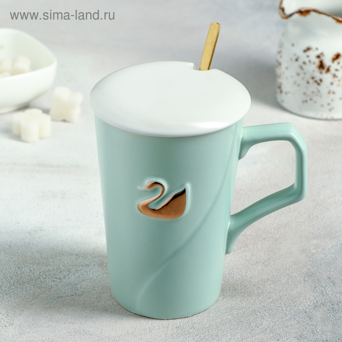 Кружка керамическая с крышкой и ложкой «Лебедь», 390 мл, рисунок МИКС
Кружка керамическая с крышкой и ложкой «Лебедь», 390 мл, рисунок МИКС