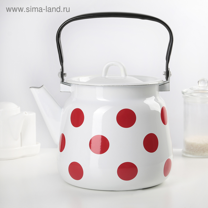 Чайник сферический «Красный горох», 3,5 л, с петлёй, цвет белый
Чайник сферический «Красный горох», 3,5 л, с петлёй, цвет белый