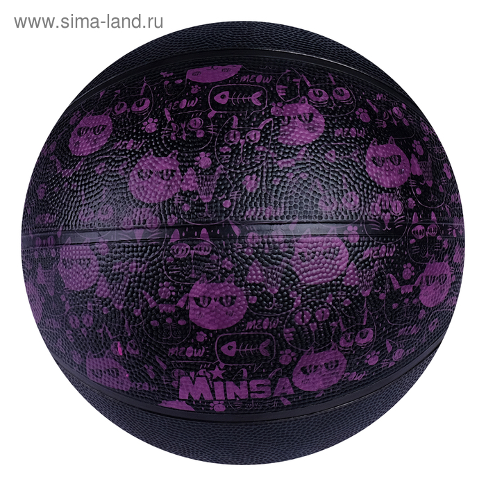 фото Мяч баскетбольный minsa meow, размер 6, pvc, бутиловая камера, 450 г
