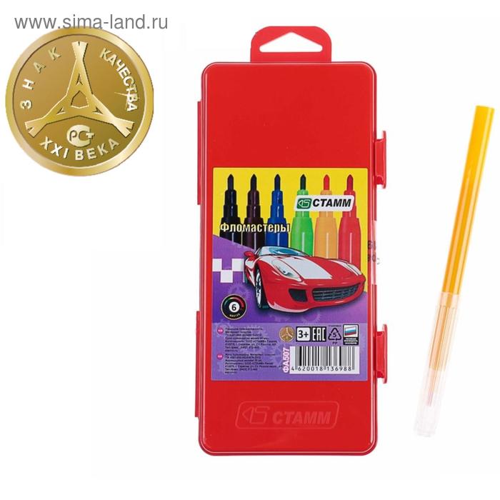 Фломастеры 6 цветов Стамм «Автомобили», 1 мм, длина до 400 м, красный пластиковый пенал с европодвесом
Фломастеры 6 цветов Стамм «Автомобили», 1 мм, длина до 400 м, красный пластиковый пенал с европодвесом