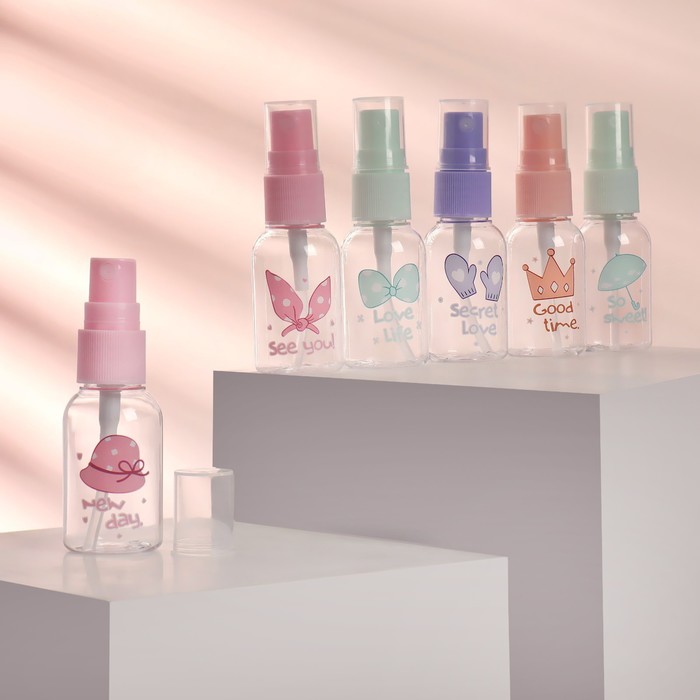 Бутылочка для хранения, с распылителем, 35 мл, рисунок МИКС 
Бутылочка для хранения, с распылителем, 35 мл, рисунок МИКС