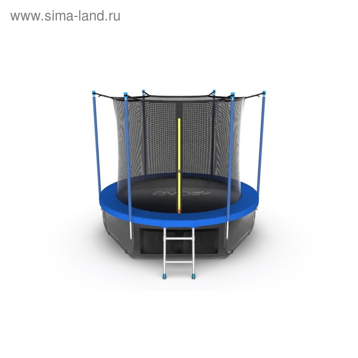 фото Батут evo jump internal 6 ft, d=183 см, с внутренней сеткой, нижней сеткой и лестницей, синий evo fitness